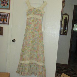 Vintage DARLING DEBS by RUTH EIB Fancy Pastel Colors Lace Maxi Dress Small